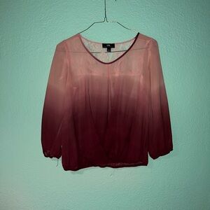 I.N. San Francisco Ombre Sheer Blouse in Pink and Wine